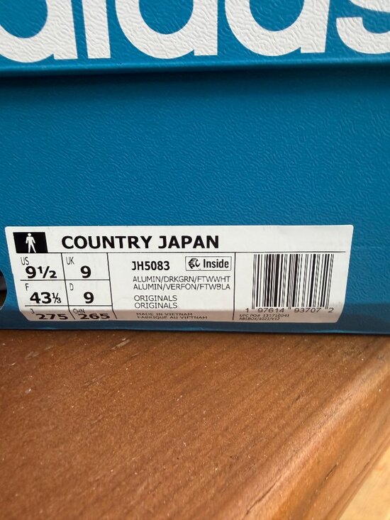 Adidas Country Japan Sneakers Snakeskin Green Casual Shoes  Mens 9 1/2 NEW